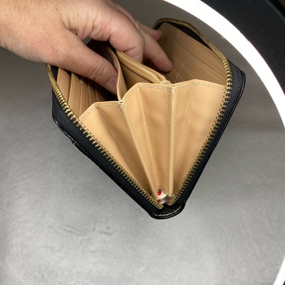 Kate Spade Black Leather Wallet Pink & Red Polka Dot Interior - Picture 5 of 10